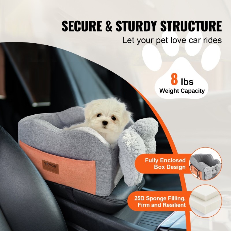 Keskikonsolin koiran istuin tummanharmaa Oxfordin kangas maksimipaino 8 paunaa