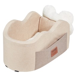 Keskikonsolin koiran istuin vedenpitävästä Oxford kankaasta vaaleanruskea säädettävillä hihnoilla