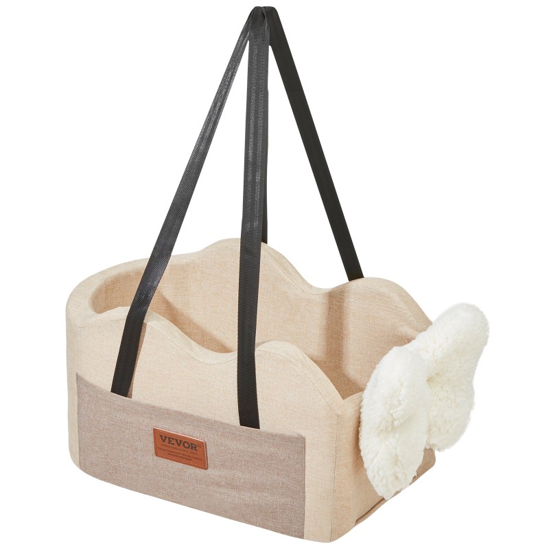 Keskikonsolin koiran istuin vedenpitävästä Oxford-kankaasta vaaleanruskea säädettävillä hihnoilla