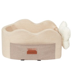 Keskikonsolin koiran istuin vedenpitävästä Oxford-kankaasta vaaleanruskea säädettävillä hihnoilla