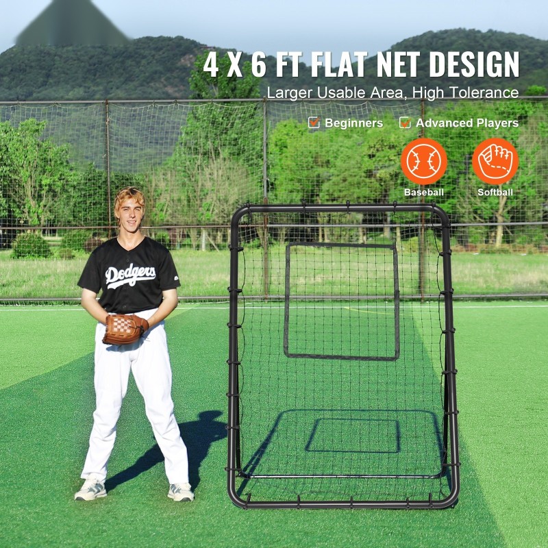 Palautusverkko baseballiin ja softballiin 122x183 senttimetriä polyeteeniverkko hiiliteräsrunko