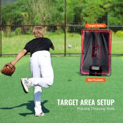 Palautusverkko baseballiin ja softballiin säädettävät kohdealueet teräsrunko 914 x 1372 mm