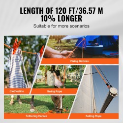 Polyesteriköysi kaksinkertaisella punoksella 9,5 mm x 36,57 m 48-säikeinen