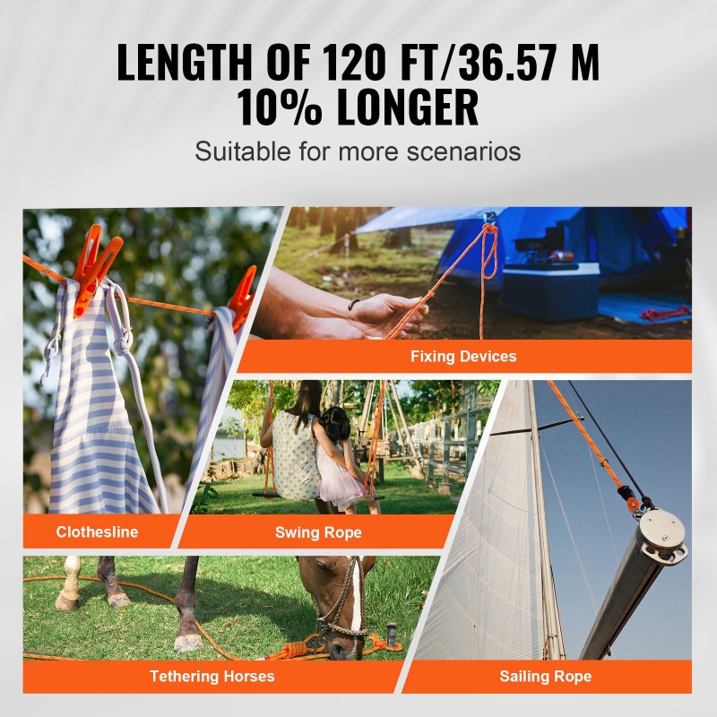 Polyesteriköysi kaksinkertaisella punoksella 9,5 mm x 36,57 m 48-säikeinen