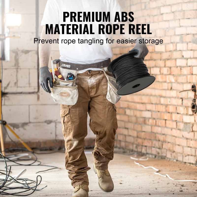 Punottu nailonköysi 5 mm 76,2 m musta muovikela murtolujuus 3,20 kN