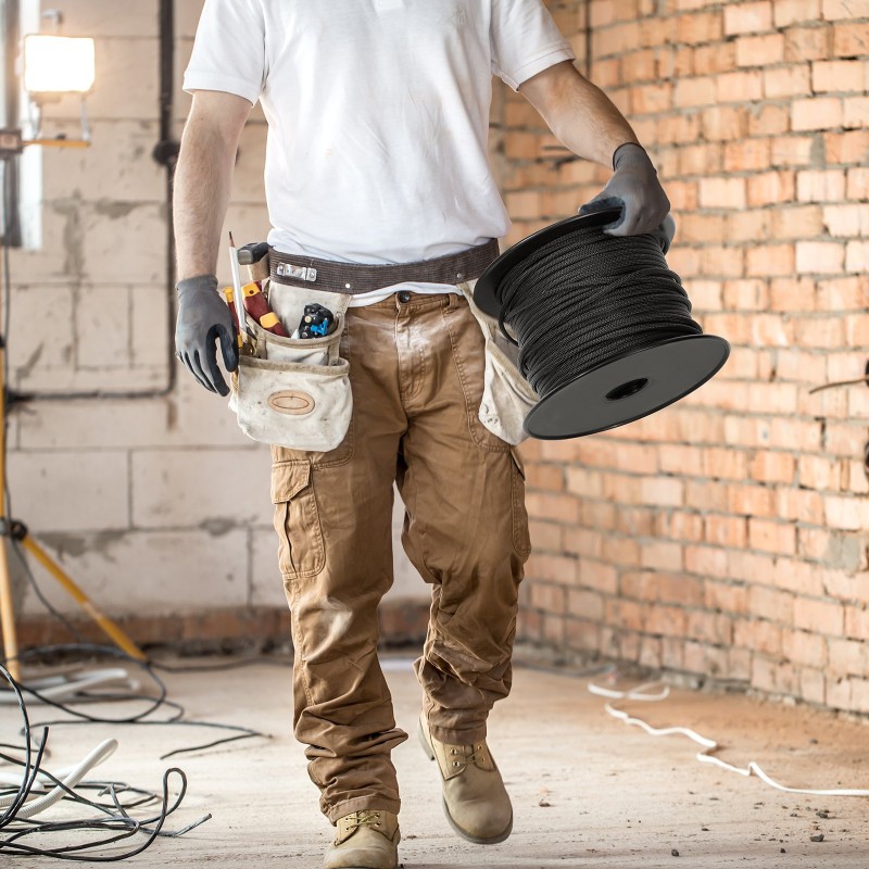 Nylonköysi punottu 5 mm 304,8 m 32-säikeinen murtolujuus 3,20 kN musta