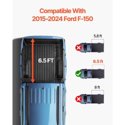 Kolmiosainen alumiininen lavapeite Ford F-150 6,5' lavalle musta LED-valolla