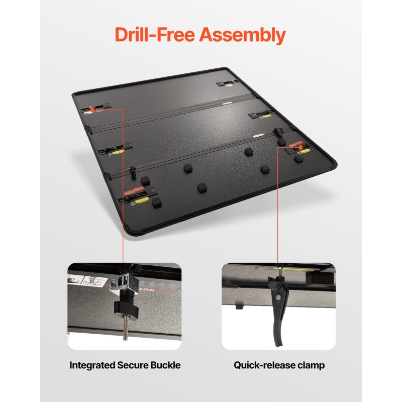 Kolmiosainen alumiininen lavapeite Ford F-150 6,5' lavalle musta LED-valolla