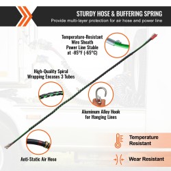 Ilmaletkusarja 3,7 m puoliperävaunuille kaksi kumiletkua ja 7-napainen virtajohto