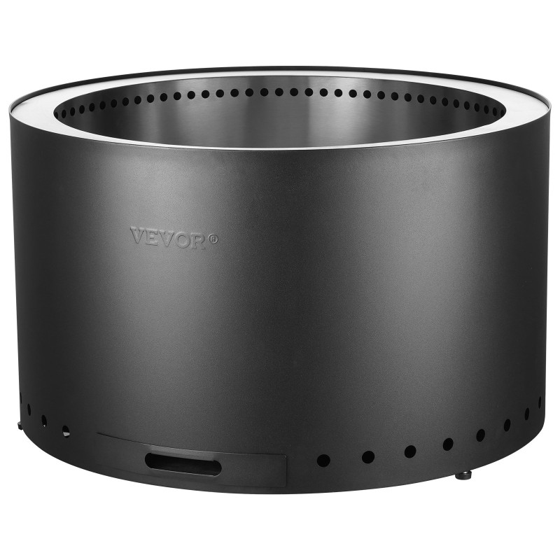 Puupolttoinen savuton tulipesä sisäosa ruostumatonta terästä 71 cm ulkokäyttöön