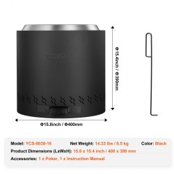 Puukäyttöinen savuton tulisija ruostumatonta terästä 400 millimetrin halkaisijalla sivulta ulos vedettävällä tuhka-astiolla