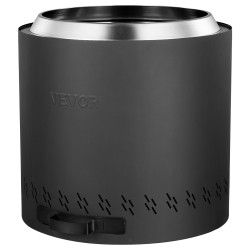 Puukäyttöinen savuton tulisija ruostumatonta terästä 400 millimetrin halkaisijalla sivulta ulos vedettävällä tuhka-astiolla