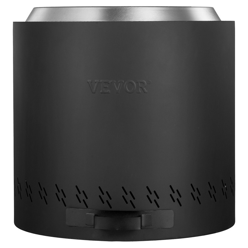 Puukäyttöinen savuton tulisija ruostumatonta terästä 400 millimetrin halkaisijalla sivulta ulos vedettävällä tuhka-astiolla