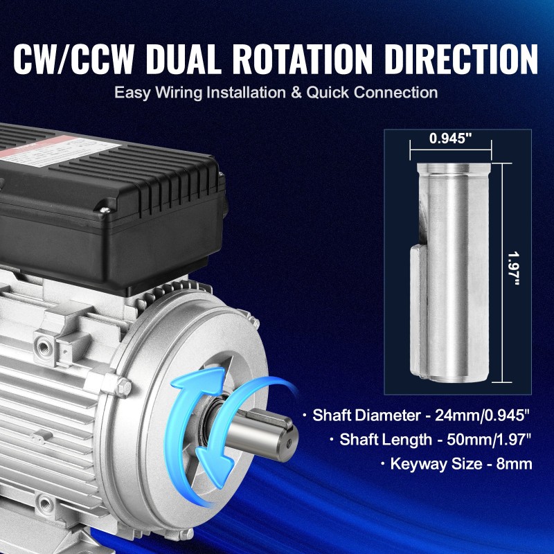 Sähkömoottori 2,2kW 2800rpm yksivaiheinen 220–240V 13,8A 24mm uritettu akseli B3 runko