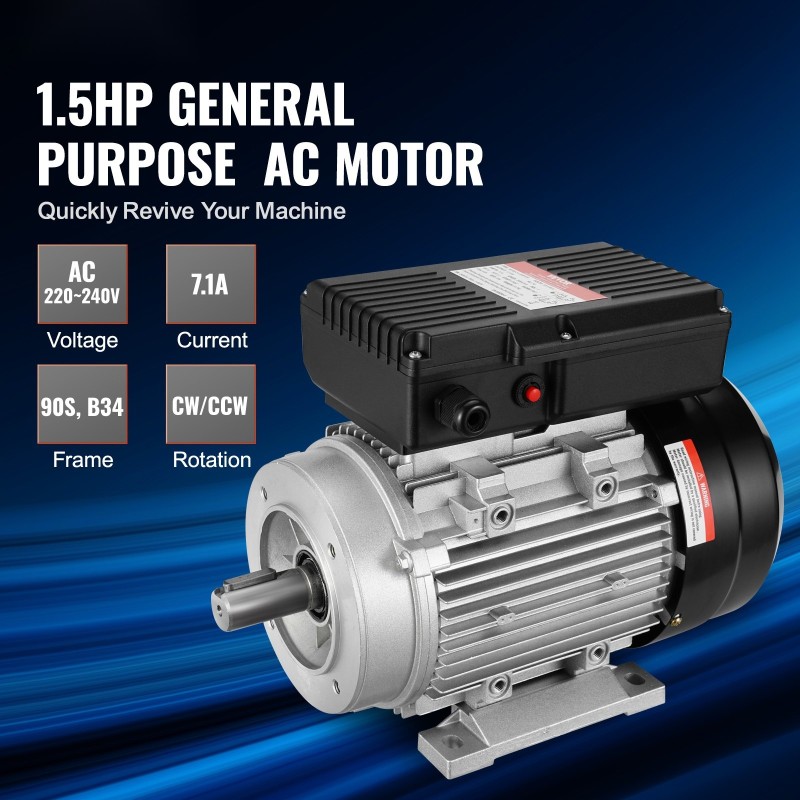 Sähkömoottori 1.1 kW yksivaiheinen 2800 kierrosta minuutissa 24 mm uritettu akseli 90S