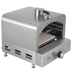 Kaasukäyttöinen ulkopizzauuni 430-ruostumattomasta teräksestä 11 tuuman pizzalle taitettavilla jaloilla