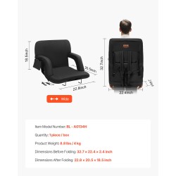 Taitettava lämmitettävä katsomoistuin selkänojalla kolmiportainen lämmitys pehmustettu 600D vedenpitävä kangas olkahihnalla