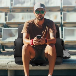 Taitettava lämmitettävä katsomoistuin selkänojalla kolmiportainen lämmitys pehmustettu 600D vedenpitävä kangas olkahihnalla