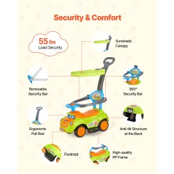 Työntö ja potkuauto polypropeenia 19–36 kuukautta 25 kg kantavuus aurinkosuoja