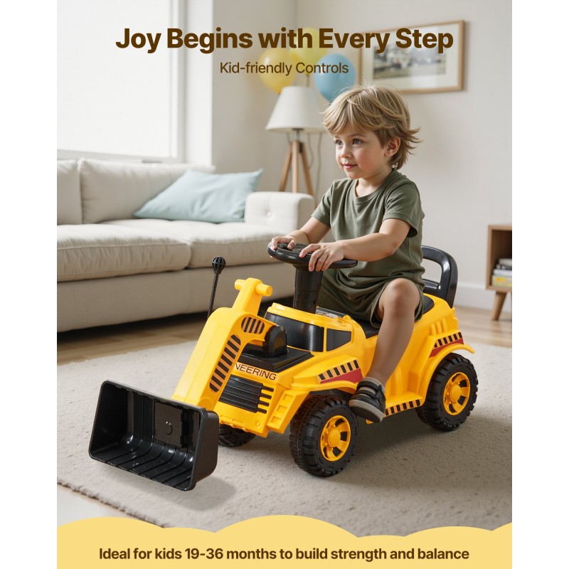 Potkuauto kaivinkone 19–36 kuukauden ikäisille 25 kilon kantavuus säilytystila musiikki