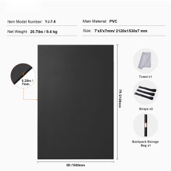 Harjoittelumatto PVC suuri 1–2 hengelle liukumaton paksu iskunvaimennus kantohihna säilytyspussi