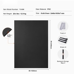 Harjoitusmatto PVC 2440x1830 mm liukumaton sopii 2-3 käyttäjälle