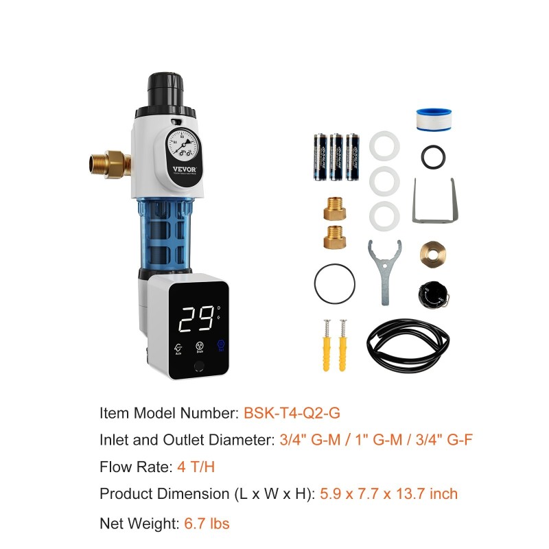 Koko talon esisuodatin kaivovedelle 40 mikronin 4 T/H virtausnopeudella itsehuuhtelulla