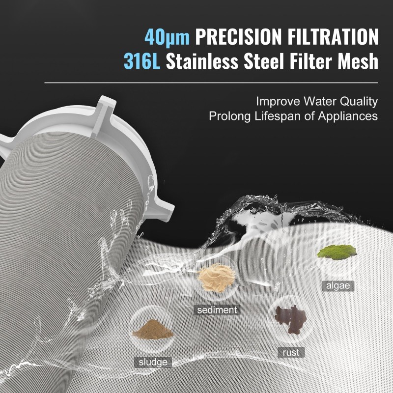 Koko talon sedimenttisuodatin porakaivovedelle 40 mikronin automaattinen vastavirtahuuhtelu