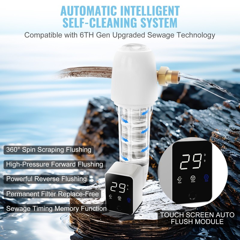 Koko talon sedimenttisuodatin porakaivovedelle 40 mikronin automaattinen vastavirtahuuhtelu