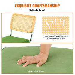 Rottinkituolit 2 kpl muovirottinki samettiverhoillut vihreät metalliset kelkkarungot