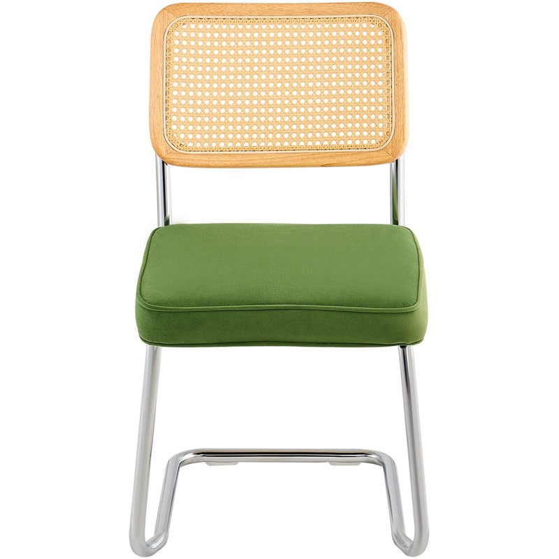 Rottinkituolit 2 kpl muovirottinki samettiverhoillut vihreät metalliset kelkkarungot