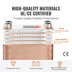 Juotettu levylämmönvaihdin 100 levyä 127x305 mm 304 ja 316 ruostumatonta terästä kuparijuotos