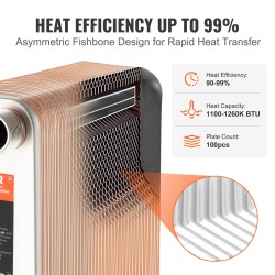 Juotettu levylämmönvaihdin 100 levyä 127x305 mm 304 ja 316 ruostumatonta terästä kuparijuotos