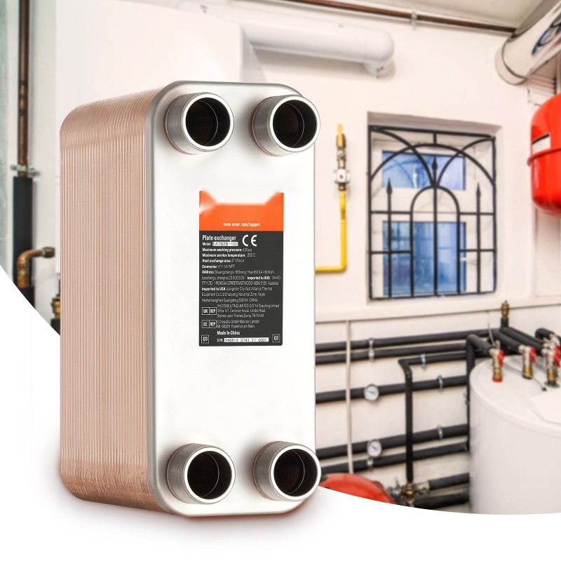 Juotettu levylämmönvaihdin 127x305 mm 80 levyä ruostumatonta terästä kuparijuotos