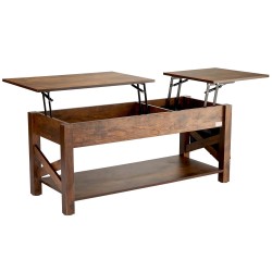 Sohvapöytä nostettava teräsrunko lastulevy 1200 mm ruskea säilytyksellä