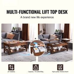 Sohvapöytä nostettava teräsrunko lastulevy 1200 mm ruskea säilytyksellä