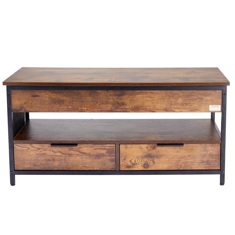 Nostettava sohvapöytä lastulevy teräsrunko 100 x 49 cm ruskea USB-portit värivalo