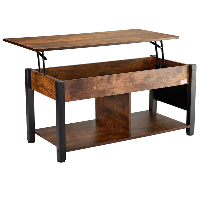 Nostettava sohvapöytä lastulevy ja teräsrunko 106×50×49 cm ruskea säilytystilalla