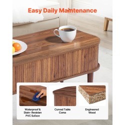 Nostettava ovaali sohvapöytä 1000 mm pähkinä massiivipuiset jalat piilotetuilla lokerolla