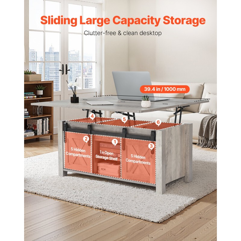 Nostokansipöytä lastulevy MDF 1000 mm rustiikkinen tammi säilytystilalla olohuoneeseen