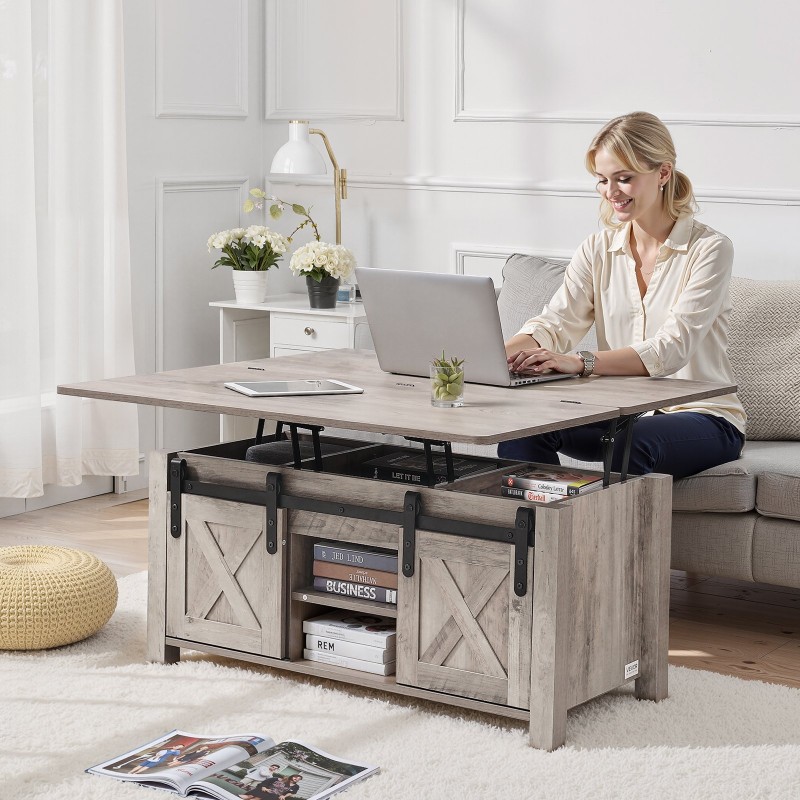 Nostokansipöytä lastulevy MDF 1000 mm rustiikkinen tammi säilytystilalla olohuoneeseen