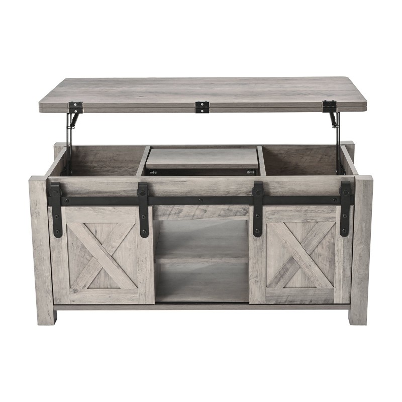 Nostokansipöytä lastulevy MDF 1000 mm rustiikkinen tammi säilytystilalla olohuoneeseen