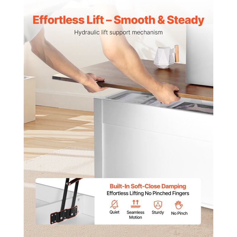 Nostokannellinen sohvapöytä lastulevy 1200 mm valkoinen säilytystilalla