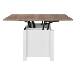 Nostokannellinen sohvapöytä 1000 mm lastulevy MDF piilotettu säilytyslokero valkoinen rustiikkiruskea