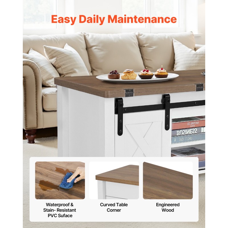 Nostokannellinen sohvapöytä 1000 mm lastulevy MDF piilotettu säilytyslokero valkoinen rustiikkiruskea