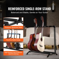 Lattialla seisova 5-paikkainen kitarateline rautaputkilla vaahtomuovipehmusteella kumipäällysteisellä jalustalla taitettava