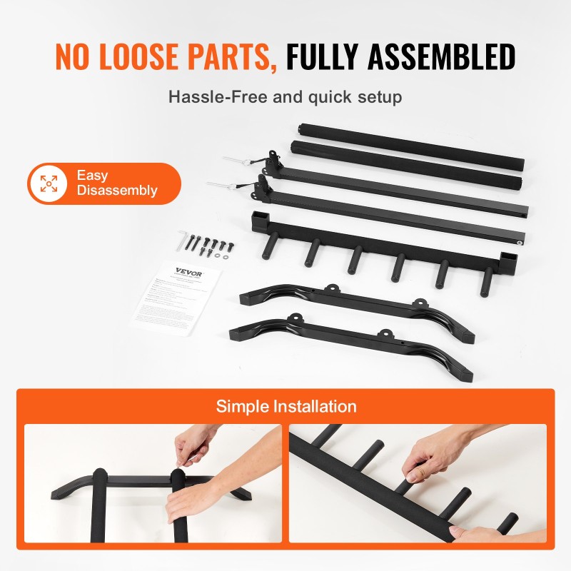 Lattialla seisova 5-paikkainen kitarateline rautaputkilla vaahtomuovipehmusteella kumipäällysteisellä jalustalla taitettava