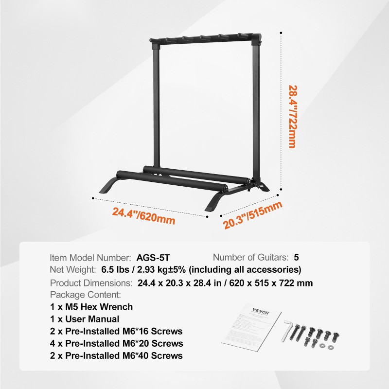 Lattialla seisova 5-paikkainen kitarateline rautaputkilla vaahtomuovipehmusteella kumipäällysteisellä jalustalla taitettava