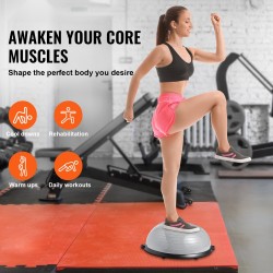 Puolipalloinen tasapainotraineri PVC 620x215 mm 300 kg harmaa vastuskuminauhat ja pumppu