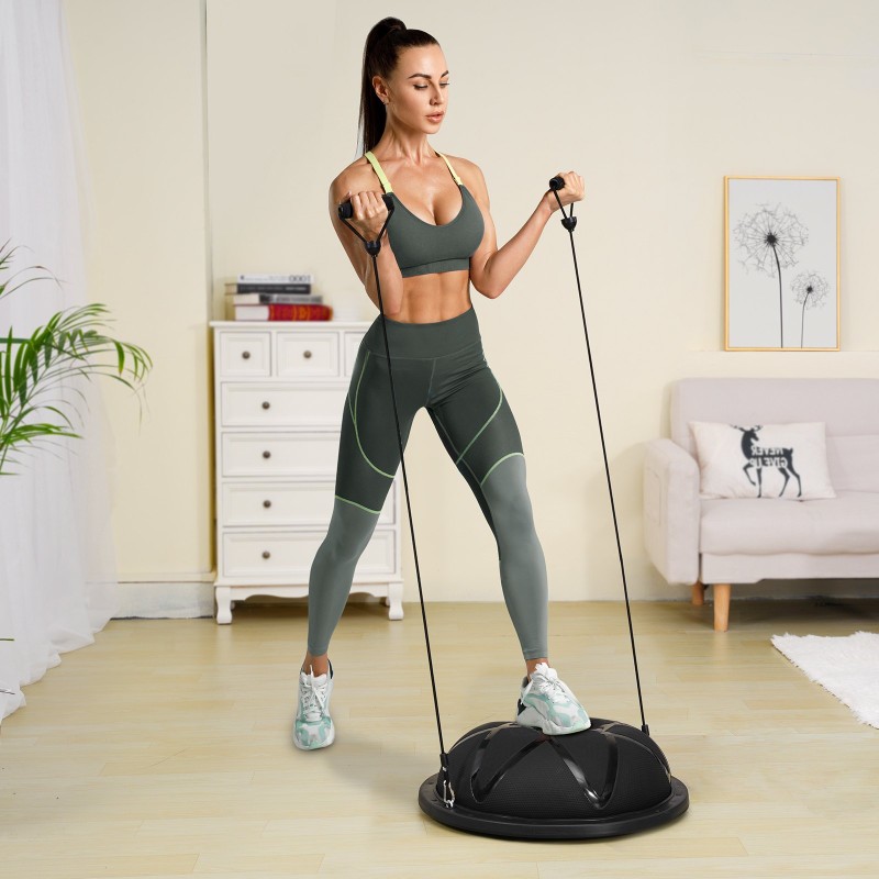 Puolikas PVC tasapainopallo 58 cm halkaisija 300 kg kantavuus pumpulla musta